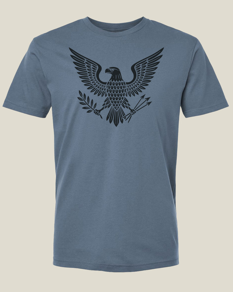 Steel blue t-shirt with black eagle design