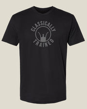 Black t-shirt with 'Classically Trained' text and iron sights graphic
